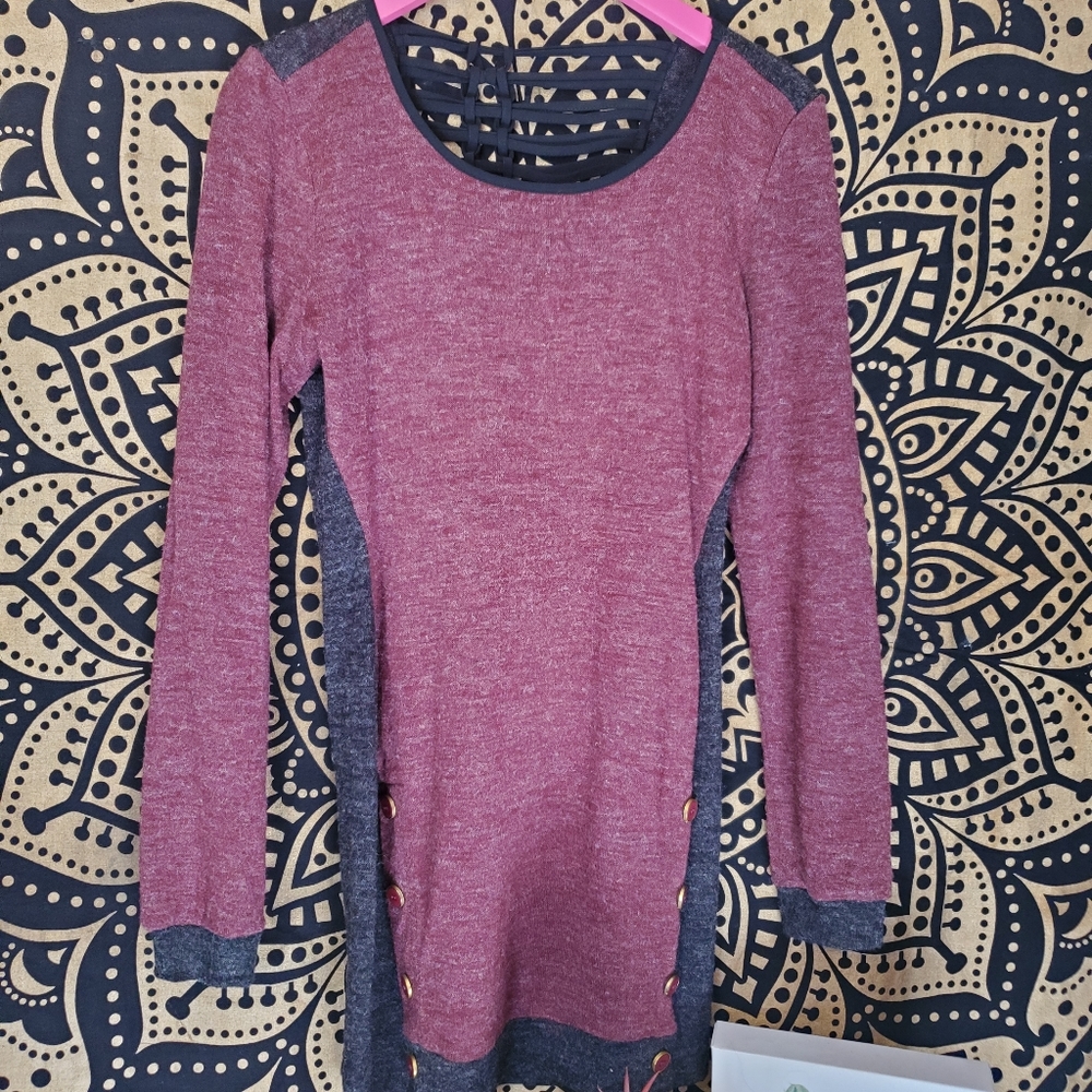 Long-Sleeve Red Wool Dress